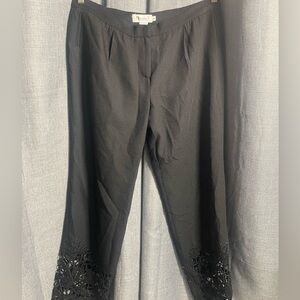 Vintage Black Trousers with beading at bottom